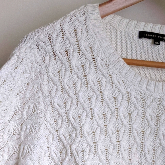 Jeanne Pierre Cream Beige 100% Cotton Sweater XL - Picture 4 of 16